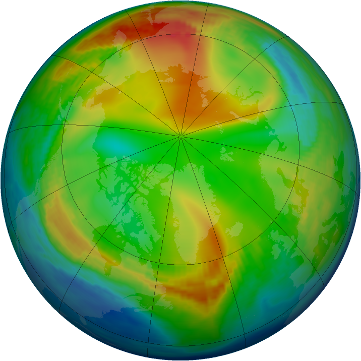 Arctic ozone map for 29 December 1984